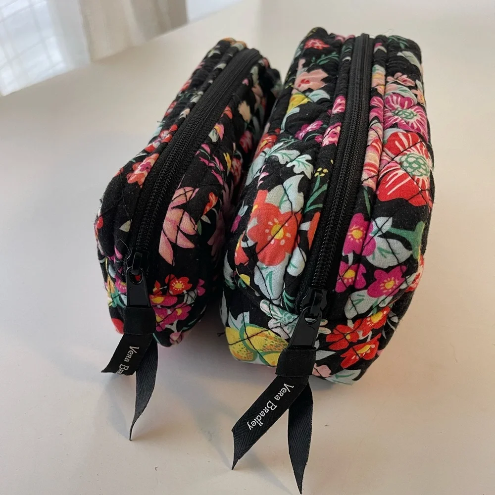 Pair of Vera Bradley Tangerine‎ Twist Cosmetic Toiletry Bags
